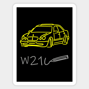 Mercedes W210 front view simple sketch grey yellow Magnet